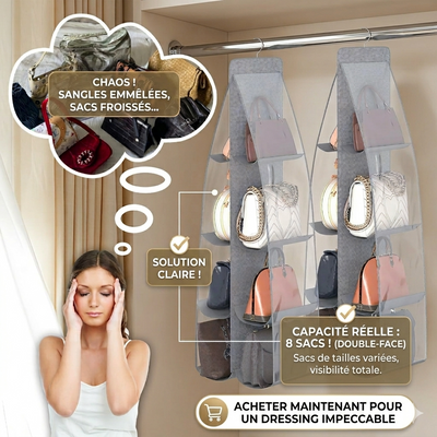Organisateur suspendu pour sac à main – Gardez vos sacs parfaitement rangés et votre dressing toujours impeccable ✨