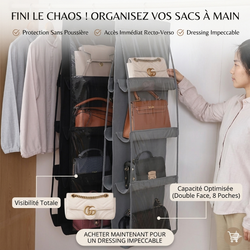 Organisateur suspendu pour sac à main – Gardez vos sacs parfaitement rangés et votre dressing toujours impeccable ✨