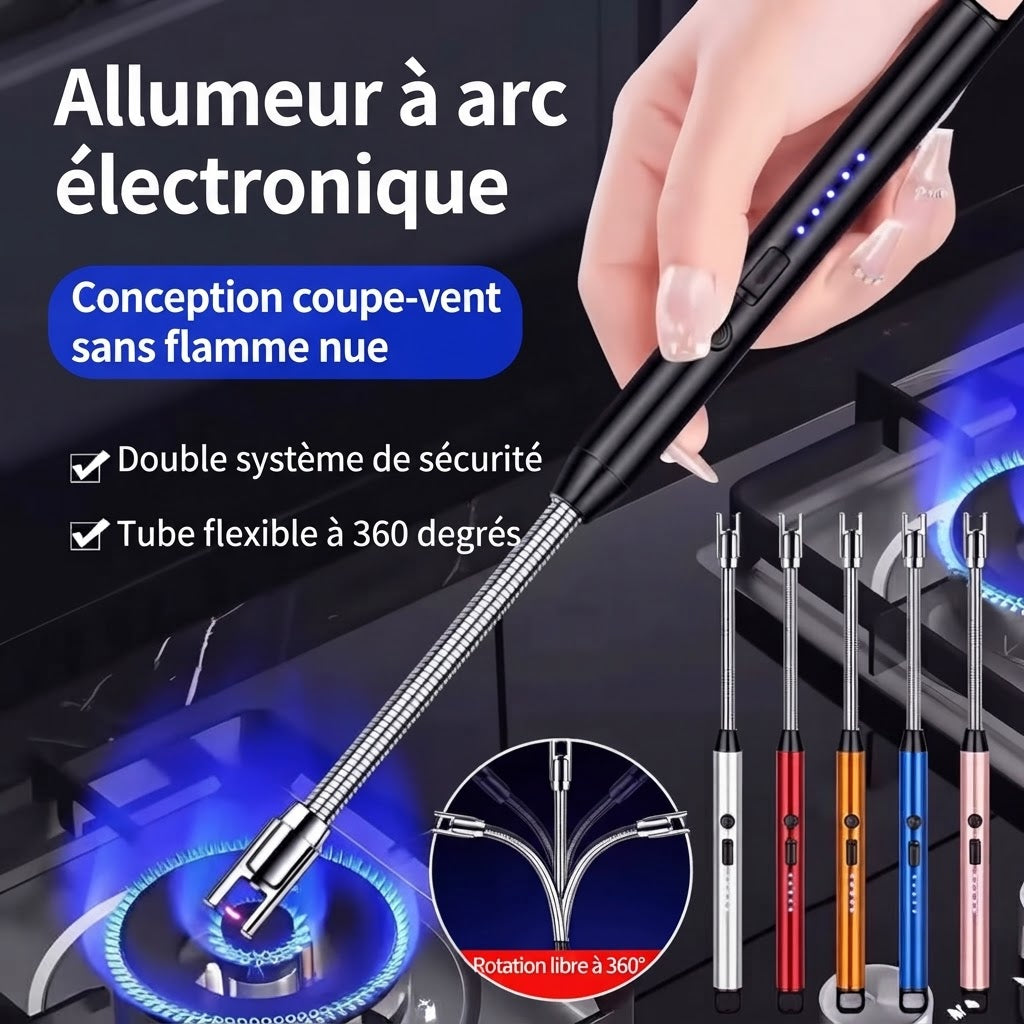 Allume-FEU Électrique 360° – Le Briquet Coupe-Vent Rechargeable USB